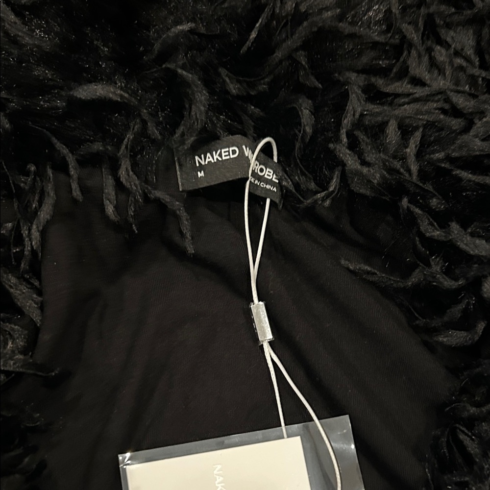 Naked Wardrobe Black Bodysuit with Faux Fur Collar - Picture 4 of 8